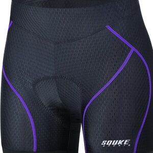 NEW Black Cycling Shorts with Purple Trim